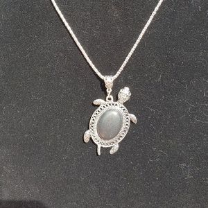 Antique Semiprecious Stone Turtle Necklace